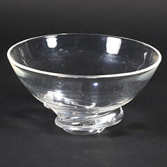 Signed Steuben Clear Crystal Bowl with Spiral Base