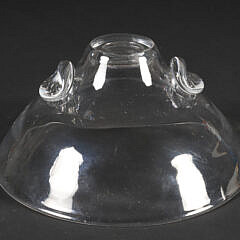 Signed Steuben Clear Crystal Bowl with Applied Finger Grips