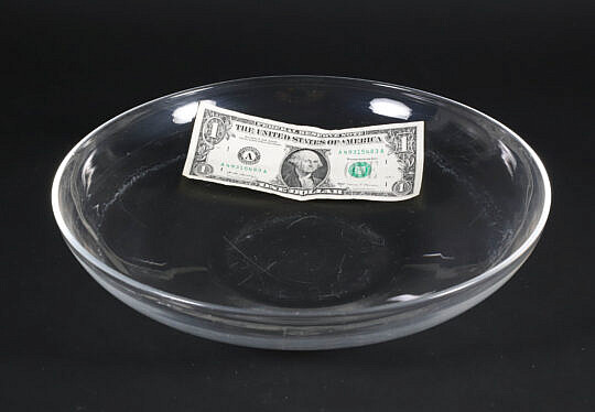 Signed Steuben Clear Crystal Shallow Fruit Bowl