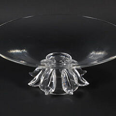 Signed Steuben Clear Crystal Large Footed Centerpiece Bowl Designed by Donald Pollard