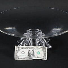 Signed Steuben Clear Crystal Large Footed Centerpiece Bowl Designed by Donald Pollard, circa 1961