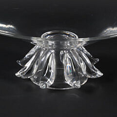 Signed Steuben Clear Crystal Large Footed Centerpiece Bowl Designed by Donald Pollard, circa 1961