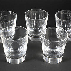 Set of Five Signed Steuben Crystal Old Fashion Glasses
