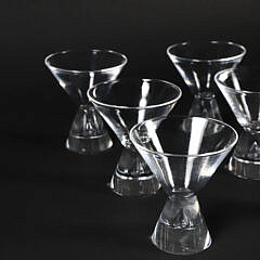 Set of 11 Signed Steuben Martini Glasses Designed by George Thompson