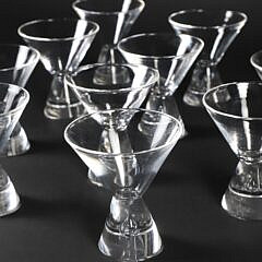 Set of 11 Signed Steuben Martini Glasses Designed by George Thompson