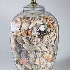 Decorative Clear Glass Lamp Filled with Tropical Shells