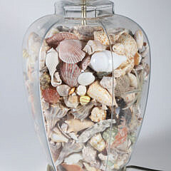 Decorative Clear Glass Lamp Filled with Tropical Shells