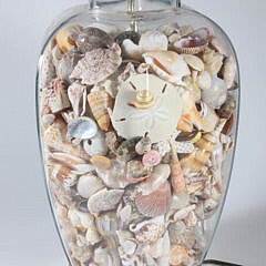 Decorative Clear Glass Lamp Filled with Tropical Shells