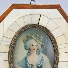 Miniature Portrait of Elizabeth of France in Antique Ivory and Tortoiseshell Frame, 19th Century