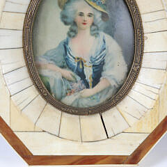 Miniature Portrait of Elizabeth of France in Antique Ivory and Tortoiseshell Frame, 19th Century