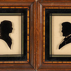 Pair of Miniature Reverse Paintings on Glass of Abraham and Mary Todd Lincoln, 19th Century