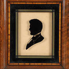 Pair of Miniature Reverse Paintings on Glass of Abraham and Mary Todd Lincoln, 19th Century