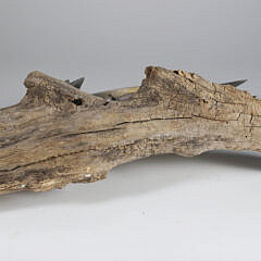 Folk Art Carved and Painted Striped Bass on Driftwood Base
