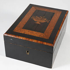Maple and Burlwood Inlaid Lift Top Storage Box, 19th Century