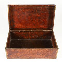Burlwood and Brass Trimmed Lift Top Box