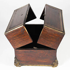 Mahogany and Brass Trimmed Storage Box with Mechanical Opening Lid