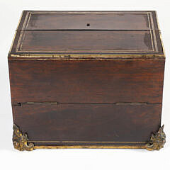 Mahogany and Brass Trimmed Storage Box with Mechanical Opening Lid