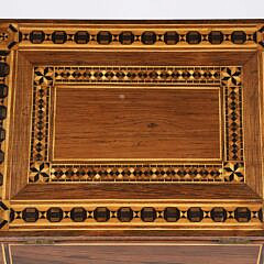 Antique Tropical Wood and Mutil-Wood Inlaid Box with Interior Mirror