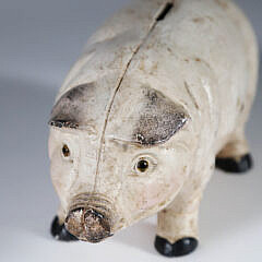 Painted Cast Iron Pig Piggy Bank