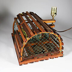 Vintage Folk Art Miniature Lobster Trap Lamp