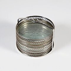 Sterling Silver and Glass Coaster Set in Carrying Caddy