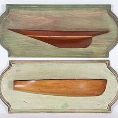 Pair of Contemporary Half Hull Models on Painted Planks