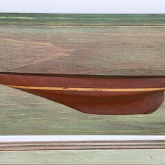 Pair of Contemporary Half Hull Models on Painted Planks