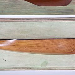 Pair of Contemporary Half Hull Models on Painted Planks