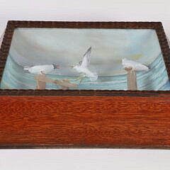 Folk Art Diorama of Seagulls on Pilings