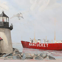 Sherrington Oil on Canvas “View of Brant Point Light and the Nantucket Lightship”
