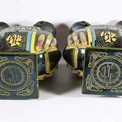 Pair of Decorative Glazed Ceramic Elephant Garden Stools