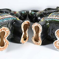 Pair of Decorative Glazed Ceramic Elephant Garden Stools