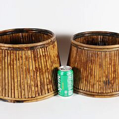 Two Vintage Bamboo Planter Baskets