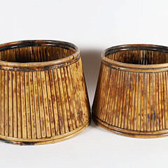 Two Vintage Bamboo Planter Baskets