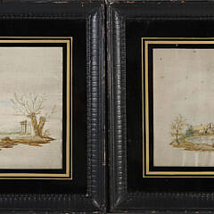 Two Silk Needleworks on Silk, circa 1820s