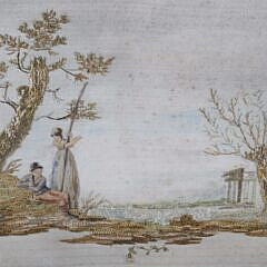 Two Silk Needleworks on Silk, circa 1820s
