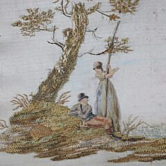Two Silk Needleworks on Silk, circa 1820s