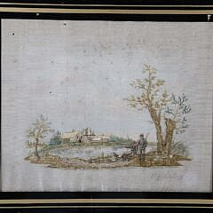 Two Silk Needleworks on Silk, circa 1820s