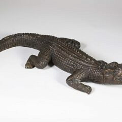 Patina Brass Crocodile Sculpture