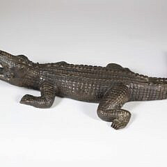 Patina Brass Crocodile Sculpture