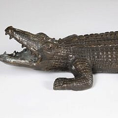 Patina Brass Crocodile Sculpture