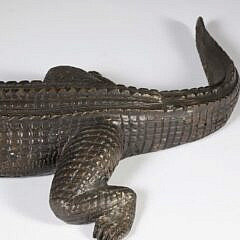 Patina Brass Crocodile Sculpture