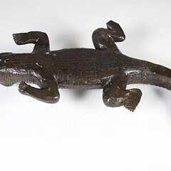 Patina Brass Crocodile Sculpture