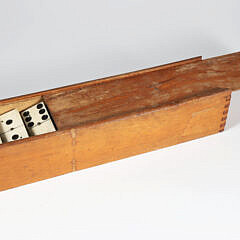 55 Piece Bone and Ebony Boxed Domino Set, 19th Century