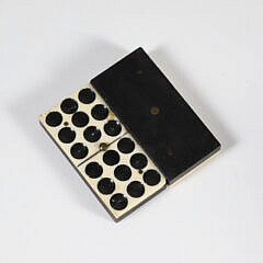 55 Piece Bone and Ebony Boxed Domino Set, 19th Century