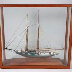 Cased Model of a 2-Masted Sailing Vessel