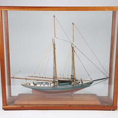 Cased Model of a 2-Masted Sailing Schooner
