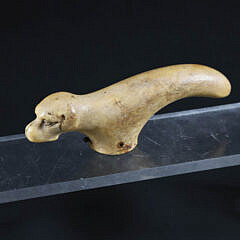 Carved Antique Ivory Cane Handle in the Form of a Dog, 19th Century
