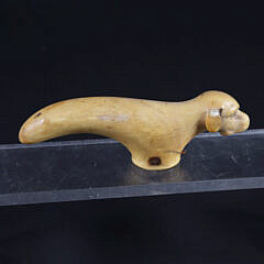 Carved Antique Ivory Cane Handle in the Form of a Dog, 19th Century