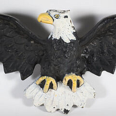 Vintage Painted Cast Iron Bald Eagle Plaque